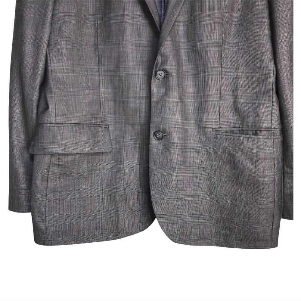 Express Charcoal Gray Wool Blend Two Button Plaid… - image 4